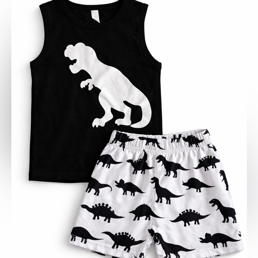 Toddler Dinosaur Outfit 3T | T-Rex Tank & Dino Shorts Set Boys